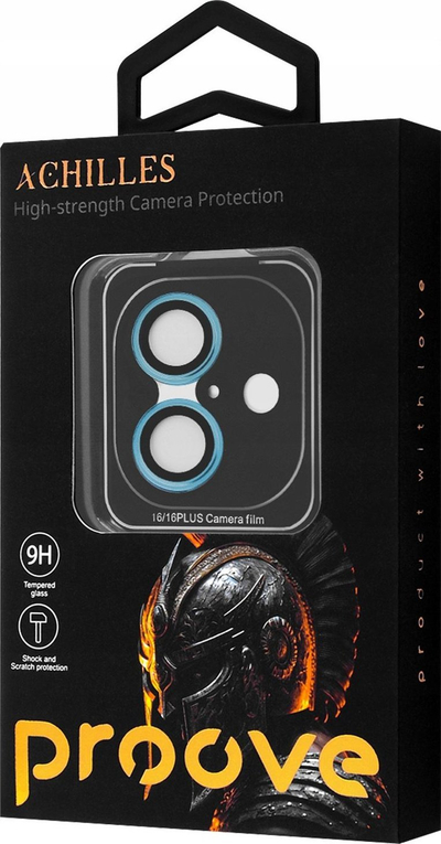 Заштитно стакло Proove Achilles за камера, за iPhone 16 и 16 Plus, проѕирно