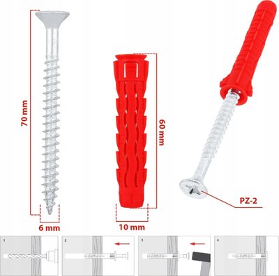 Dowell universal zgjerues Wkręt-Met SFXP 10x70, plastik, gri