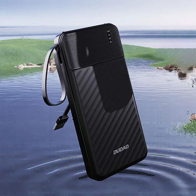 Power bank Dudao K11 Pro, 20000mAh, 10W, me kabllo të ngrira bashkë, i zi