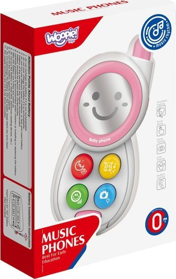 Lodër telefon për beba Woopie Baby Phone, me tinguj edhe melodi, rozë