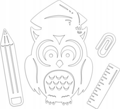 Set dekorimi për shkollë LearnHow Large Stained Glass Owl, 4 copë, shumëngjyrësh
