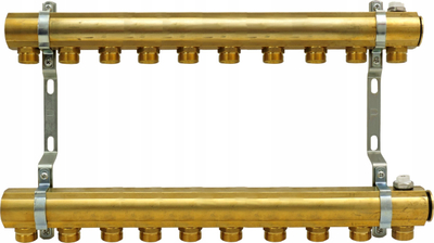 Set kolektor ngrohjeje 10 qarqe, dalje ajri, bronz dhe çelik