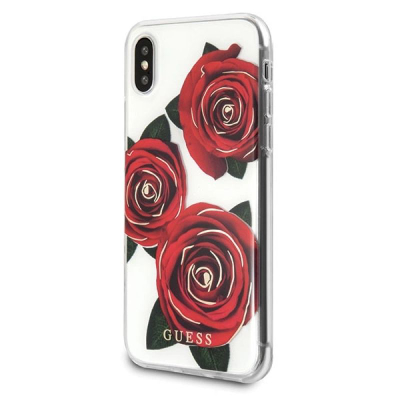 Kapak telefoni Guess Flower Desire për iPhone X, hard cover, i tejdukshëm