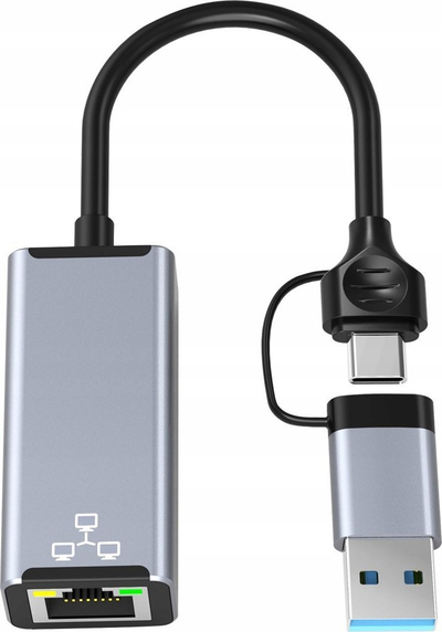 Adaptor rrjeti BOUNN USB A Type C në RJ45, 1000Mbps, gri