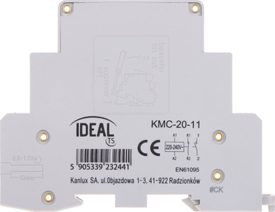 Kontaktor modular Ideal KMC-20-11, 20A, 230V AC, i bardhë