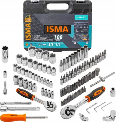 Set veglash Complete Tool Set, 108 pjesë, çelësa 1/4" dhe 3/8", në kuti plastike