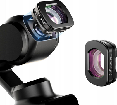 Lente gjerëkëndore Ulanzi për DJI Osmo Pocket 3, aksesor për kamera aksioni, e zezë