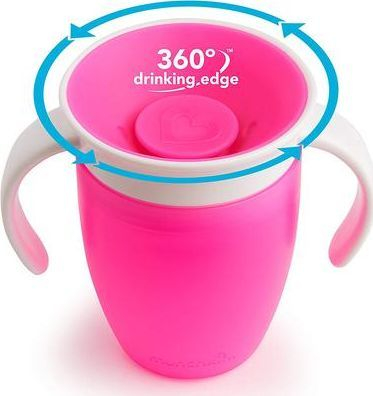 Gotë trajnimi Munchkin Miracle 360, 207ml, me doreza, rozë