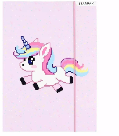 Dosje Starpak Pixel Unicorn A4, me llastik, rozë