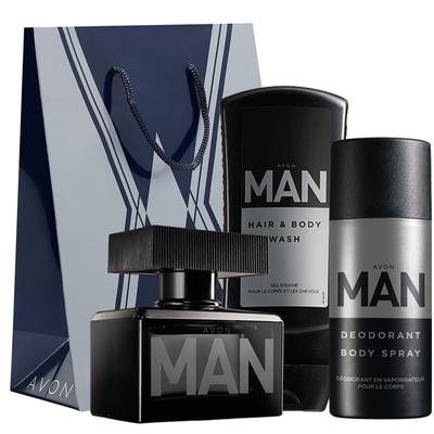 Set Avon Man, eau de toilette 75 ml + xhel dushi 250 ml + deodorant 150 ml