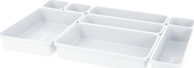 Organizues sirtari Storage Solutions, set me 8 copë, plastik, të bardha