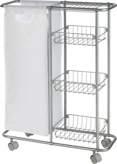 Домашна количка Wenko Cart, 58 x 50 cm, челик и полиестер, сребрено и бело