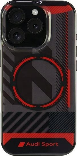 Kapak telefoni Audi IML Sport Hardcase, MagSafe, për iPhone 16 Pro 6.3", i kuq e i zi