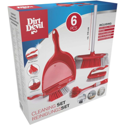 Set pastrimi Dirt Devil, 6 pjesë, bisht çeliku 115 cm, i kuq
