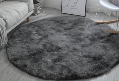 Tapet rrumbullak Strado Round Rug Ombre, 200x200 cm, shaggy, gri e errët