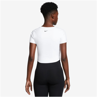 Спортска блуза Nike One Dri-FIT за жени, со кратки ракави, бела