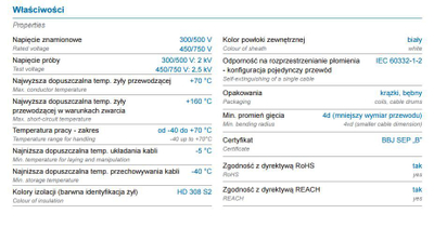 Kabllo elektrike Elektrokabel YDY 5x4 mm², bakri, 450/750 V, e bardhë