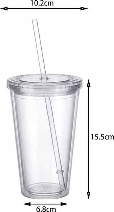 Gotë plastike MiiR Everywhere Straw Tumbler, 470ml, me kapak dhe pipëz, transparente