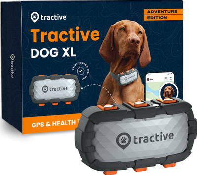 GPS gjurmues për qen Tractive XL Adventure Edition, monitorim aktiviteti, rezistent ndaj ujit, i zi