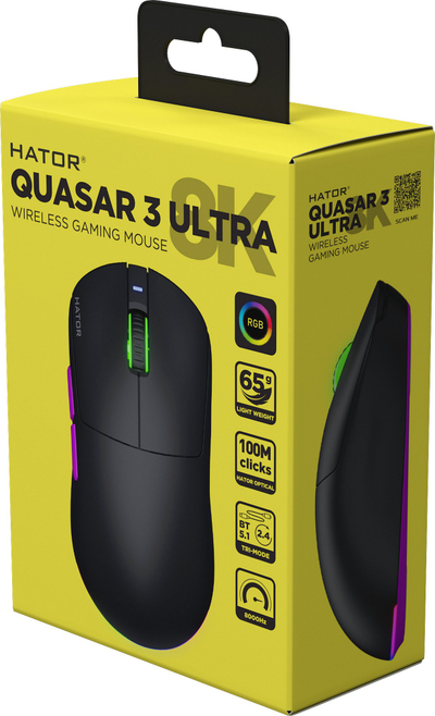 Maus gaming Hator Quasar 3 Ultra 8K+8K, wireless, i zi