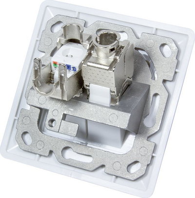 Ѕиден приклучок за мрежа LogiLink NK4020, 2x RJ-45, 80x80 mm, бел