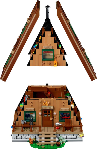 Set lodër LEGO 21338 A-Frame Cabin, ndërtesë kabinë malore, koleksion për të rritur, shumëngjyrësh