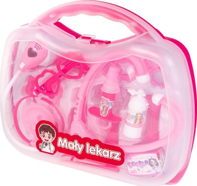 Set lodër mjeku Smily Play Little Doctor Pink, me valixhe, me stetoskop me tingull, rozë