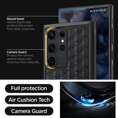 Mbrojtëse telefoni Spigen Cryo Armor për Samsung Galaxy S23 Ultra, ftohje ArticFlow, kompatibile me karikim wireless, e zezë matte