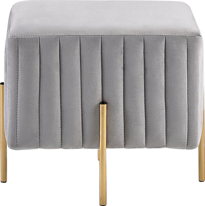Puf këmbësh DAYTON Velvet, kadife, këmbë metalike ngjyrë ari, gri e çelët