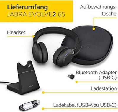 Kufje Jabra Evolve2 65 Link380a UC (26599-889-989), me mikrofon, të zeza