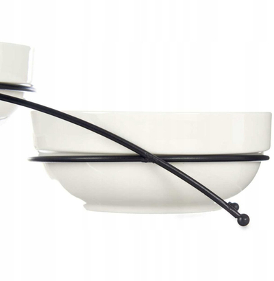 Set pjatancash porcelani me qëndrim metalik, 3 copë, diametër 12.5 cm, të bardha
