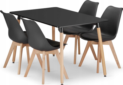 Set tavoline me karrike Adria 120x80, 4 karrike Mark, MDF, e zezë