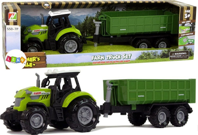 Lodër traktor LeanToys me rimorkio, me drita dhe tinguj, për fëmijë