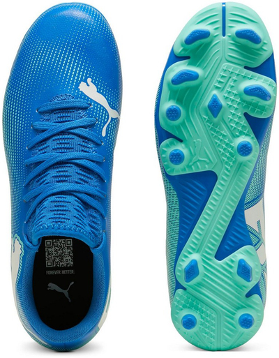Këpucë futbolli fëmijësh Puma Future 7 Play FG AG Jr 107949 01, për fushë natyrale dhe sintetike, blu