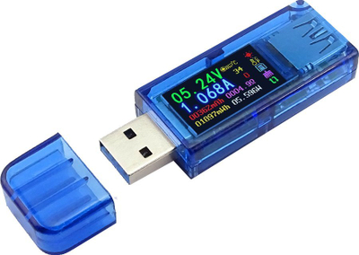 Multimetër USB Joy-it JT-At34, ekran me ngjyra, mbështetje Quick Charge, blu