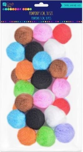 Set pom pone Dalprint, poliester 5 cm, 30 copë, shumëngjyrëshe