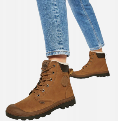 Çizme Palladium Pampa Sport Cuff WPS, të papërshkueshme nga uji, me lesh të brendshëm, kafe