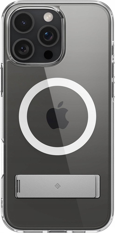 Mbështjellës Spigen Caseology Capella MagSafe Kickstand, për iPhone 16 Pro Max, transparent, i bardhë argjendtë