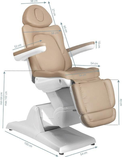 Karrige elektrike kozmetike Azzurro 870 3 Strong, me rregullim elektrik, ngjyrë kapuçino