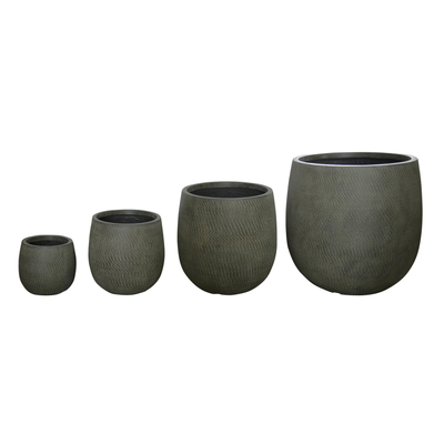 Set vazo dekorative Gardener HM4727, cilindrike, fiberclay, ngjyrë çimento