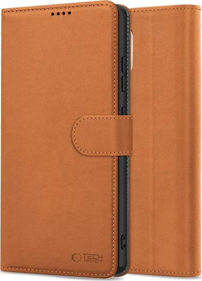 Футрола-паричник Tech-Protect Wallet Case за iPhone 16e, еколошка кожа, со магнет, кафеава