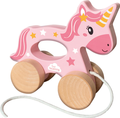 Lodër druri SES Creative Push and Pull Unicorn, 2 në 1, shumëngjyrëshe