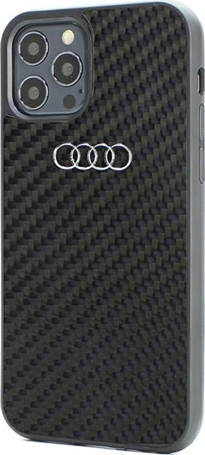 Futrollë telefoni Audi Carbon Fiber, për iPhone 12 12 Pro 6.1", hardcase, e zezë