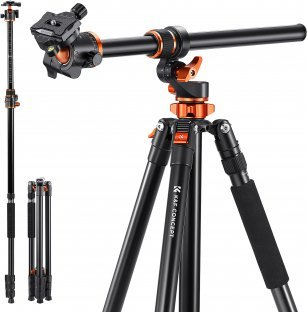 Tripod alumini K&amp;F Concept 90, 2.3m, kolonë horizontale, monopod që kthehet