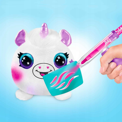 Set kreativ Canal Toys Style 4 Ever Airbrush Plush Surprise Mini, lodër pelush për ngjyrosje, me markera dhe shabllone, shumëngjyrësh