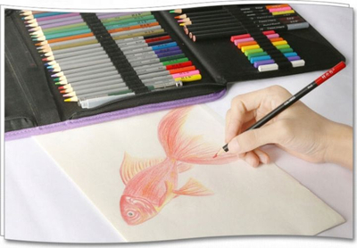 Set lapsash me ngjyra H&amp;B 75in1, set profesional për vizatim, etui me zinxhir, shumëngjyrësh