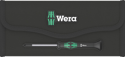 Portofol veglash Wera 9454 2Go Kraftform Compact Micro, mban 12 kaçavida, mbyllje me Velcro, ngjyrë e zezë