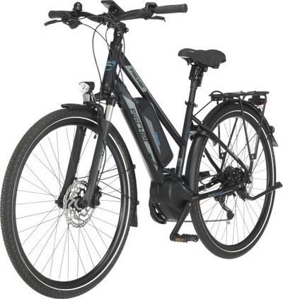 Biçikletë elektrike trekking Fischer Viator ETD 1861, 28", motor në mes, e zezë