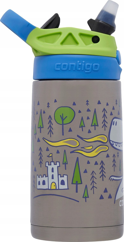 Shishe termike për fëmijë Contigo Kids Easy Clean Autospout, çelik inox, me pip, gri me dinozaur
