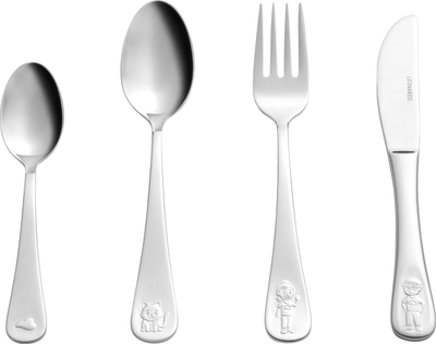 Set lugësh për fëmijë LEONARDO BAMBINI AVVENTURA, 4 copë, çelik inox, ngjyrë argjendi